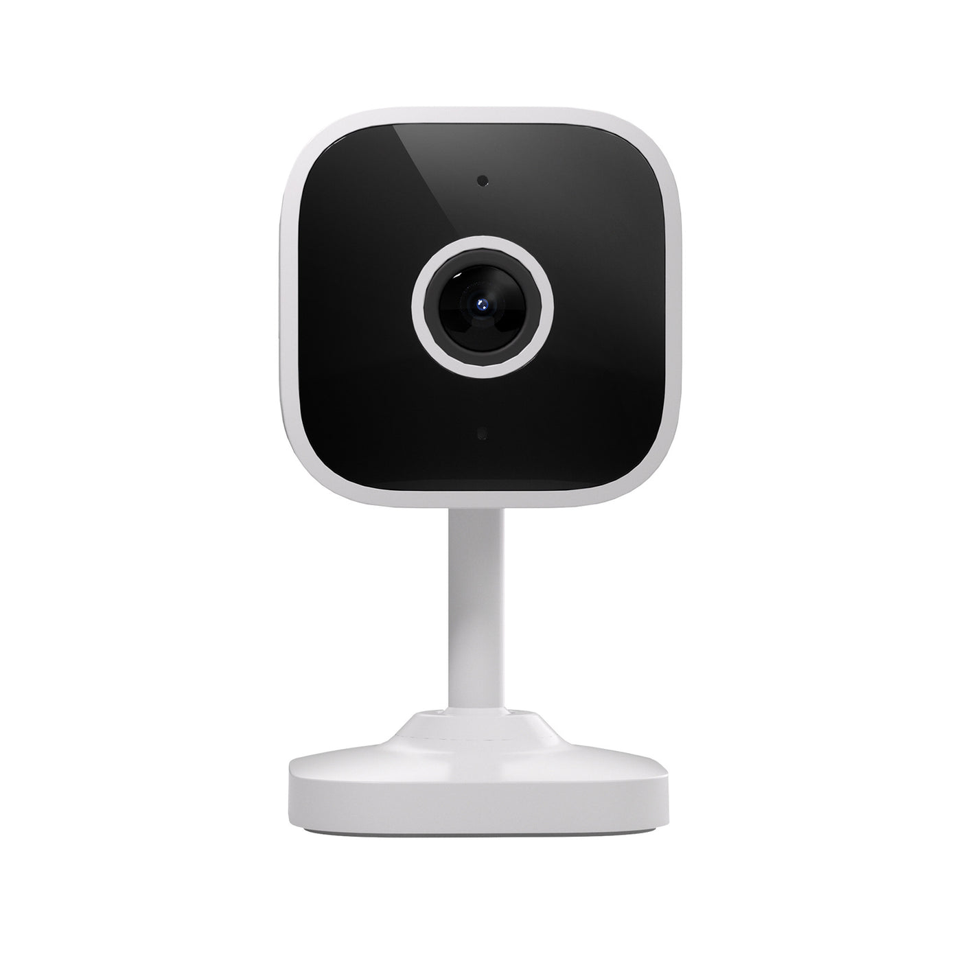 Smart home security camera with a sleek design and 1080p HD video capabilities for real-time monitoring.